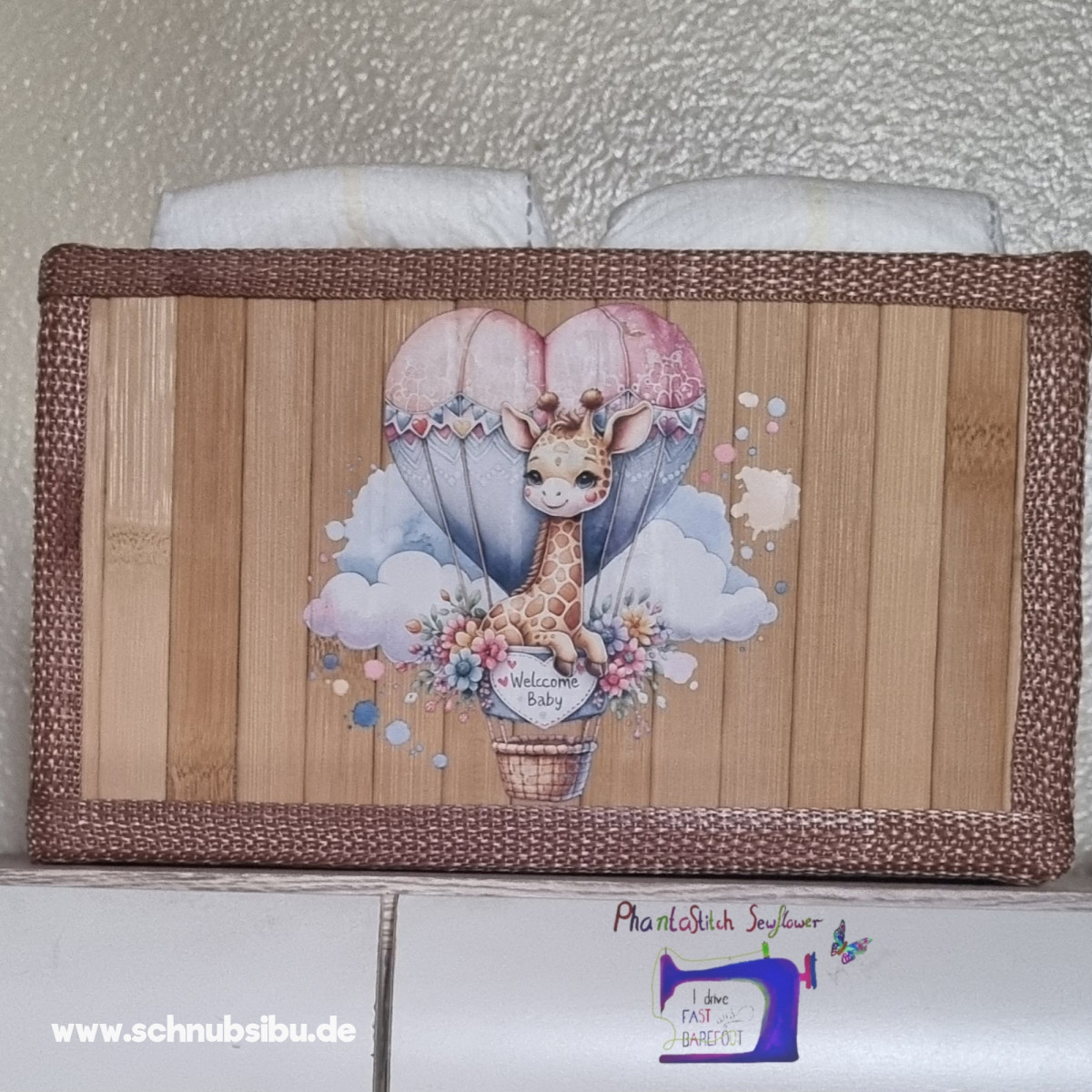 Bügelbild Babygiraffe rosa